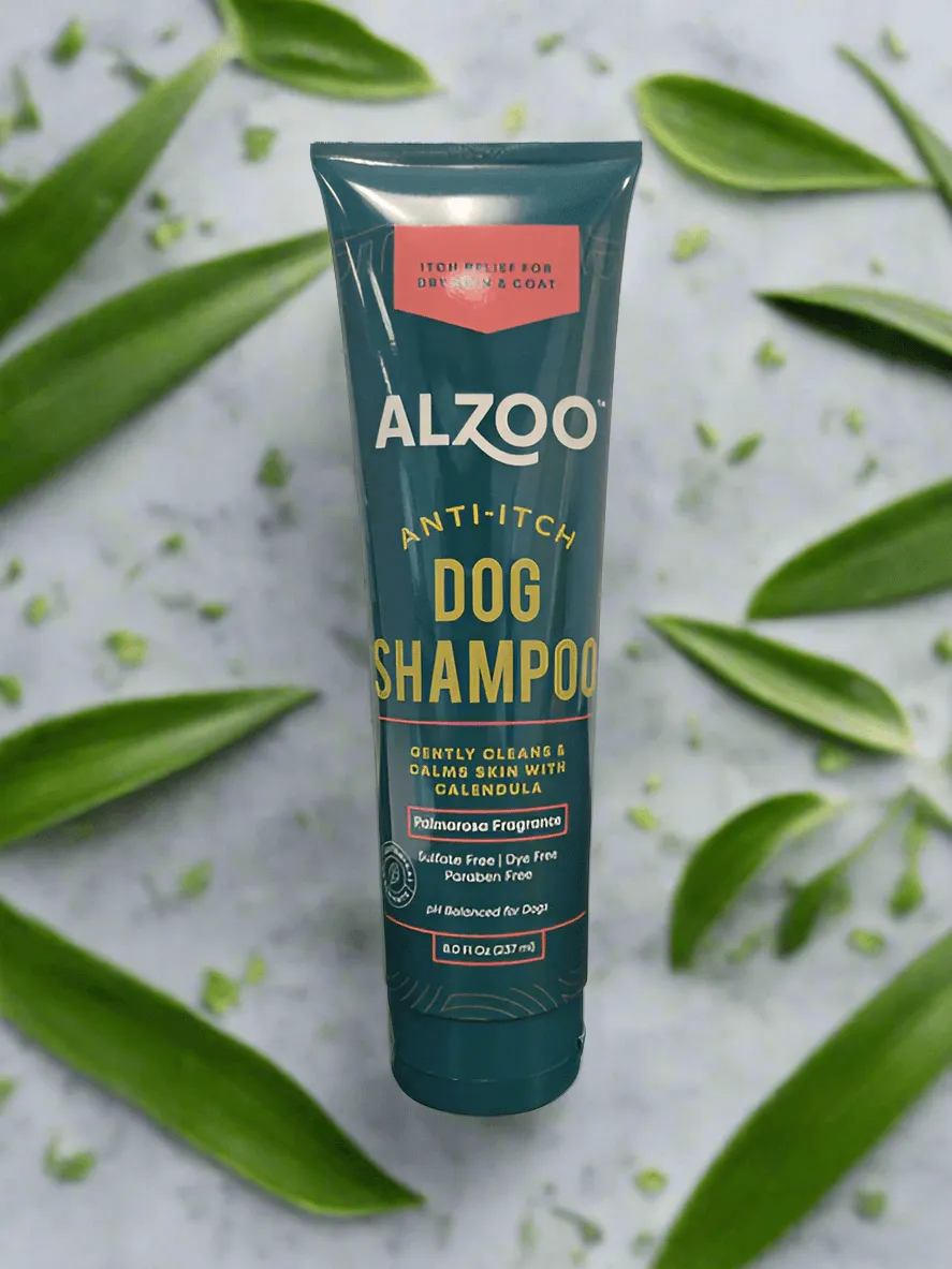 🌿 ALZOO Plant-Based Anti-Itch Dog Shampoo – Soothing Relief with Palmarosa 🌸