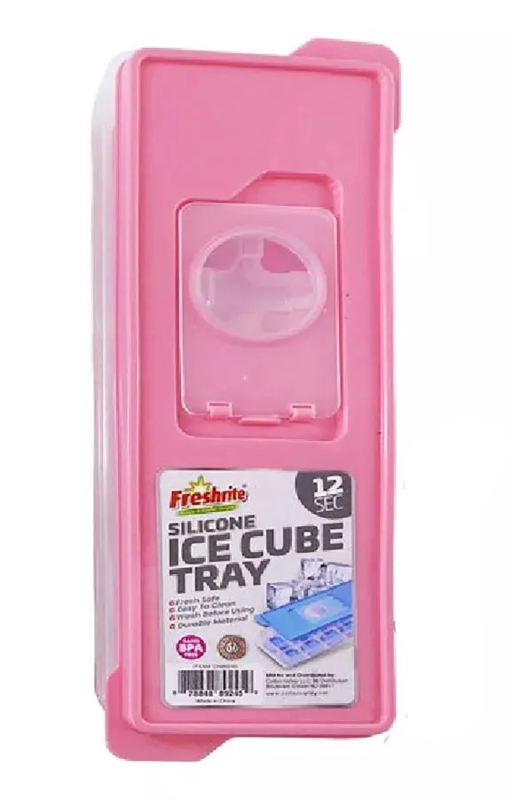 12 Molds Square Sillicone Ice Cube Tray W/Lid BPA FREE AST Color (3 Pack)