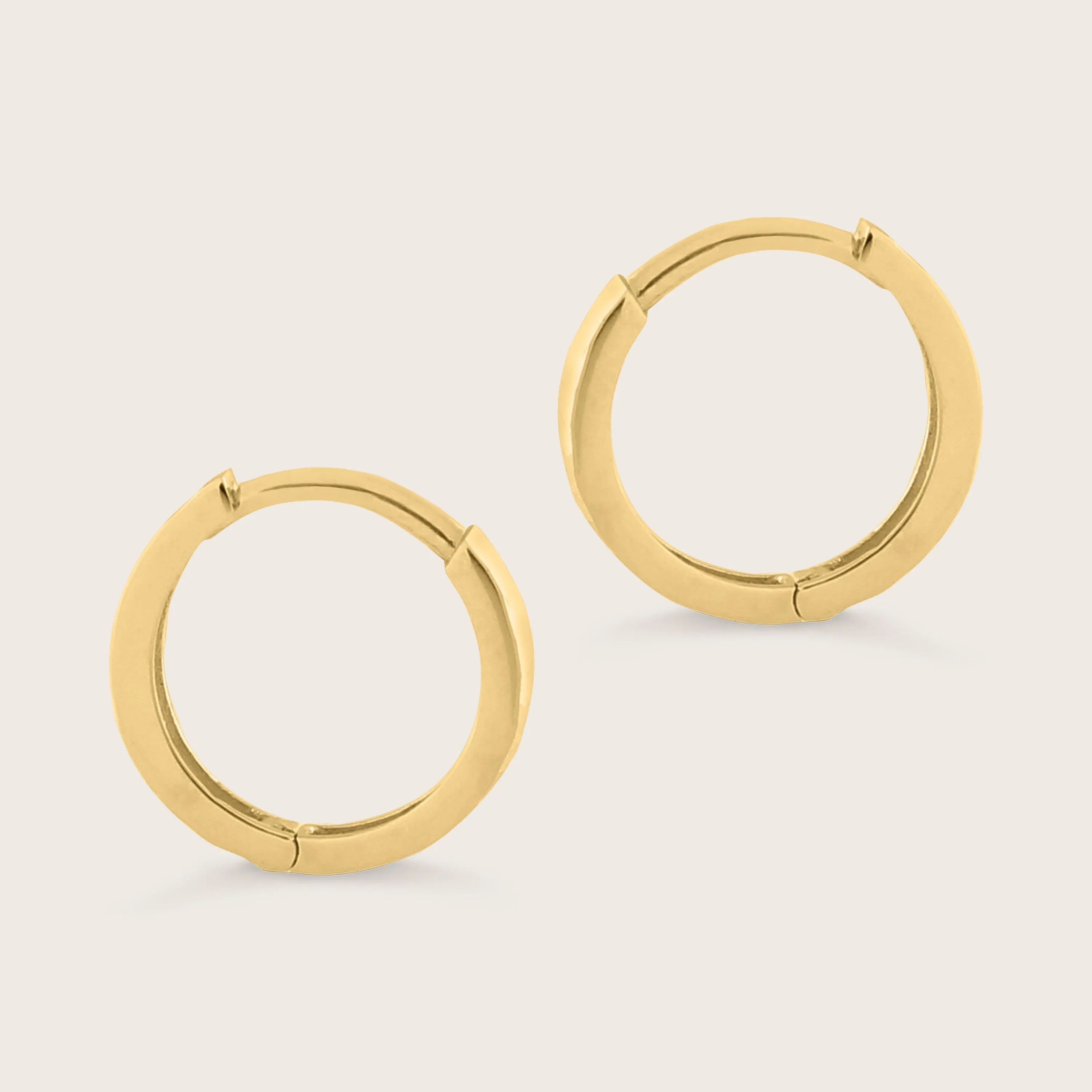 14k Yellow Gold Faceted Huggie Hoop Earrings