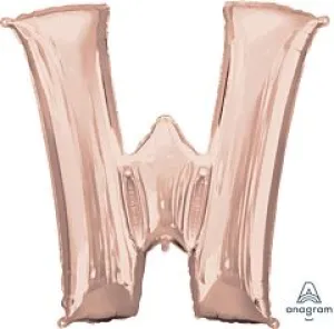 Anagram - 34" Letter 'W' Mylar Balloon - Rose Gold