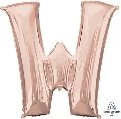 Anagram - 34" Letter 'W' Mylar Balloon - Rose Gold