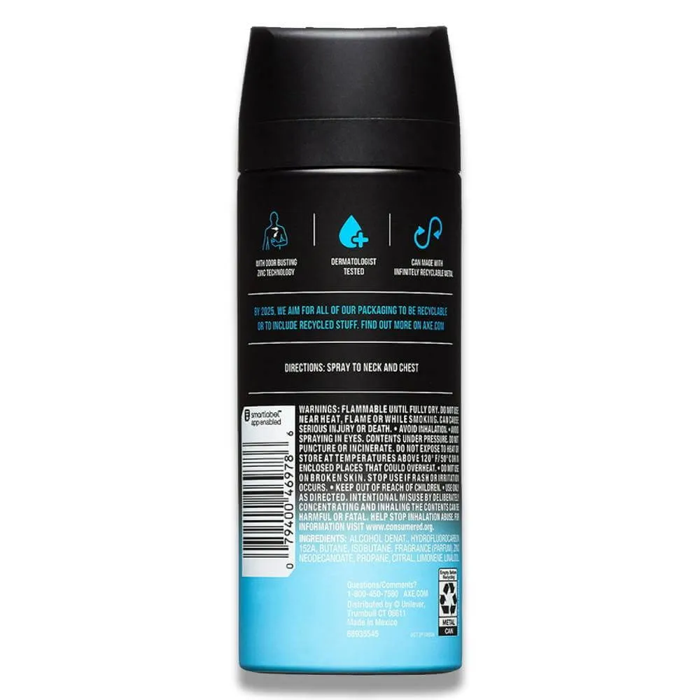 Axe - Light & Fresh Scent, Deodorant Bodyspray, Cool Ocean - 4 Oz - 12 Pack