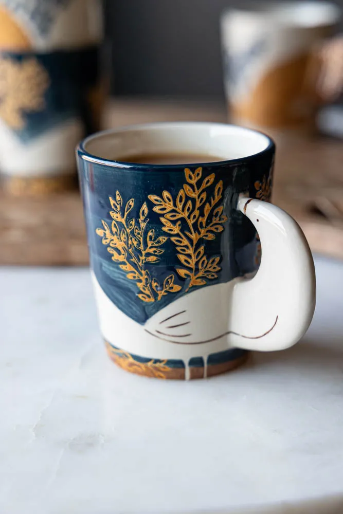 Beautiful Blue & White Bird Mug