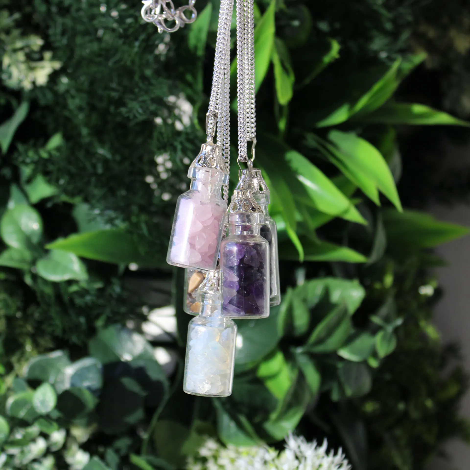 Bottled Gemstones Necklace - Mesmerizing Opalite Pendant