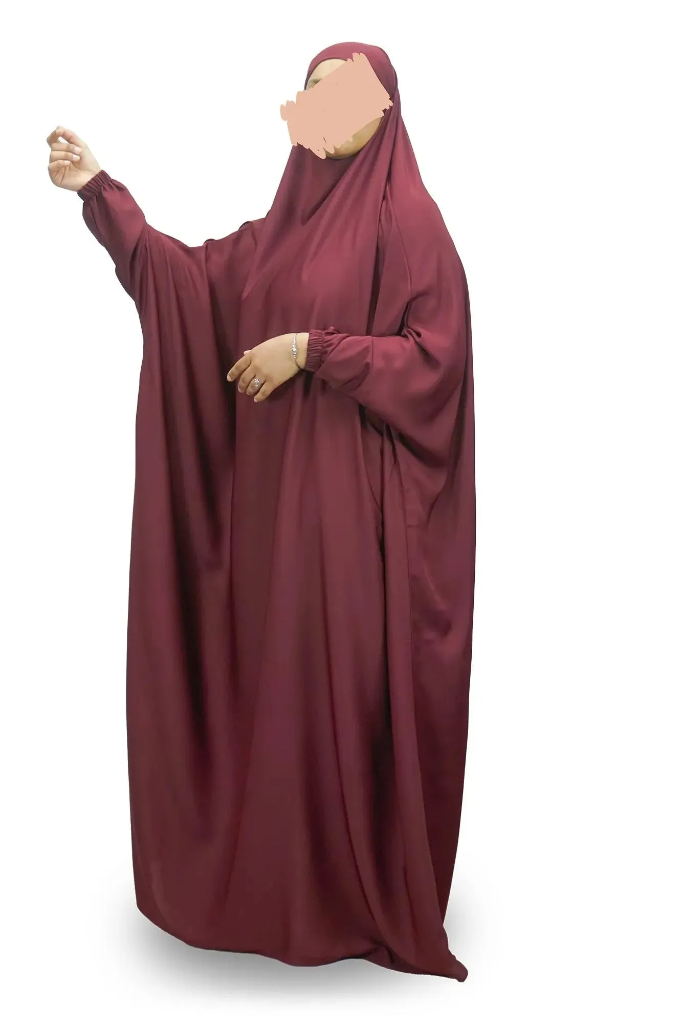 Burgundy One Piece Jilbab (Khimar)