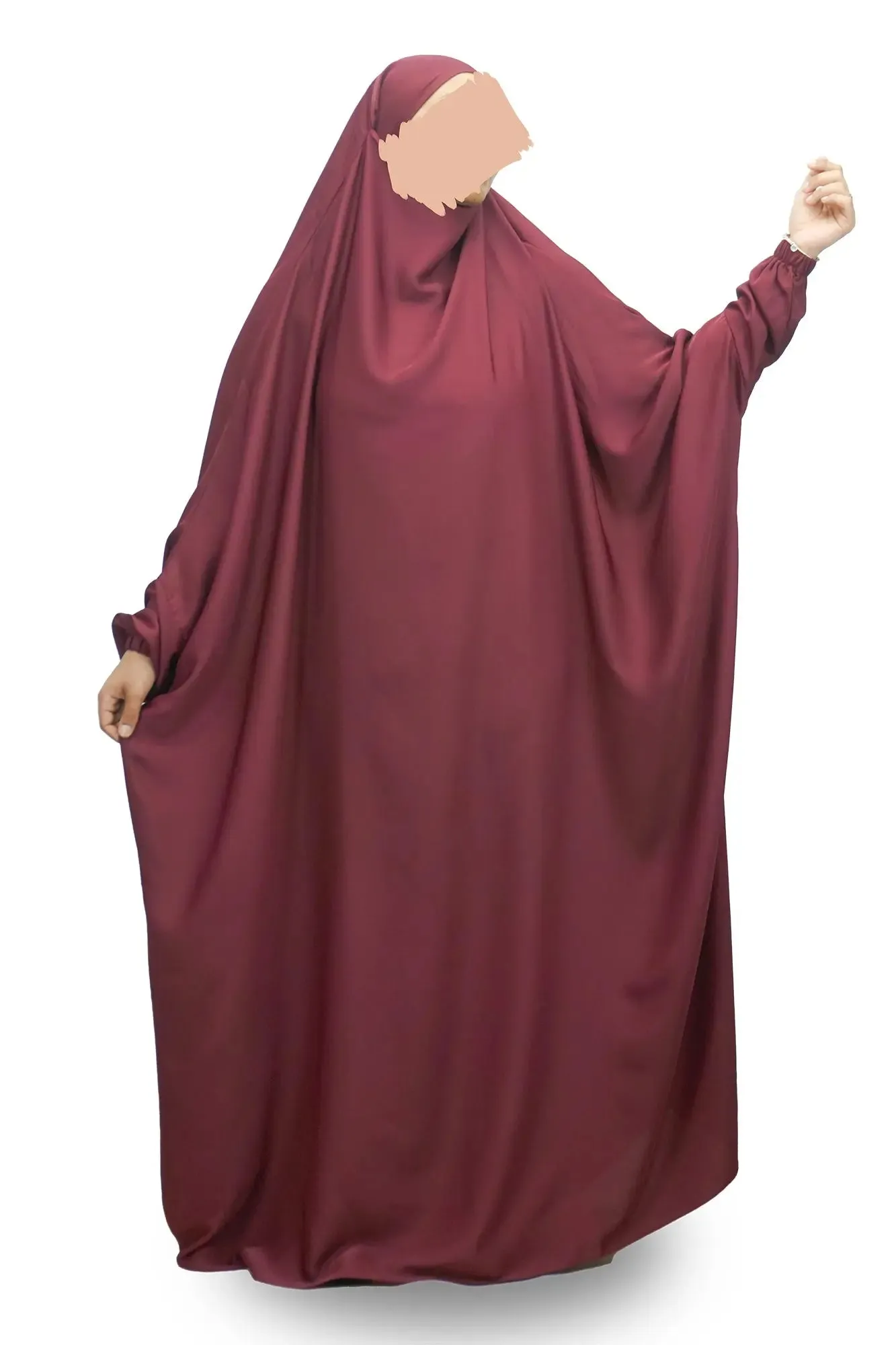 Burgundy One Piece Jilbab (Khimar)