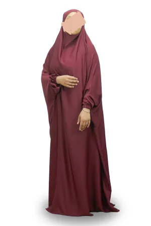 Burgundy One Piece Jilbab (Khimar)