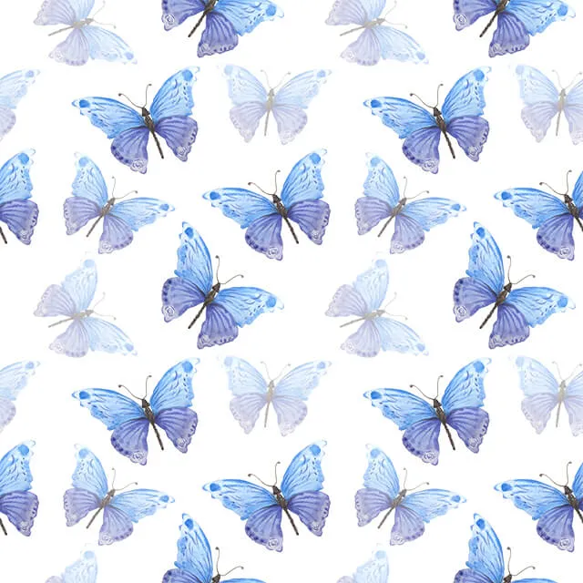 Butterfly Cotton Curtain Fabric - Blue
