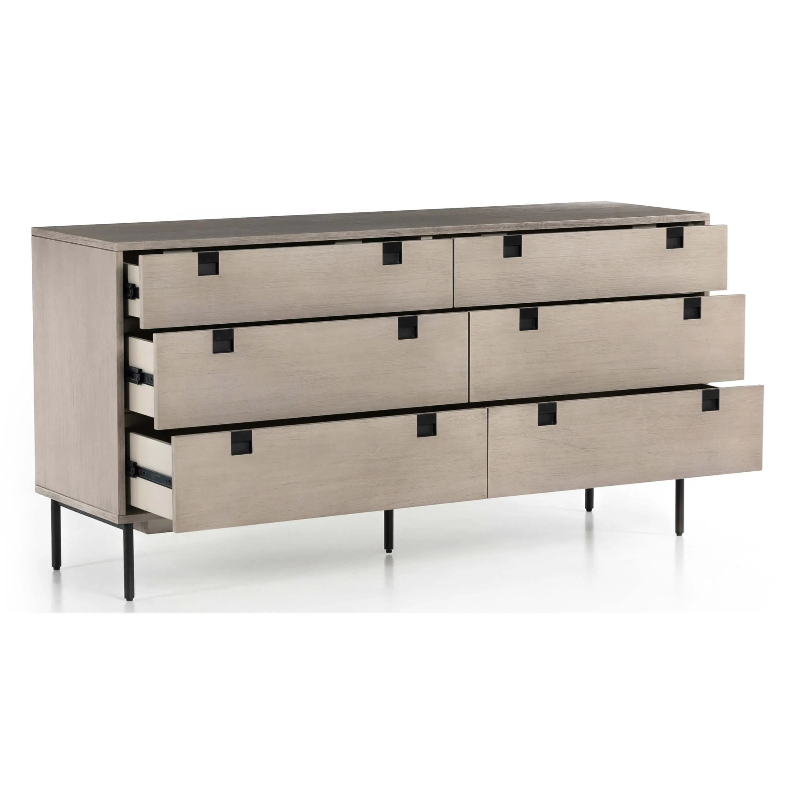 Carly 6 Drawer Dresser, Grey Wash