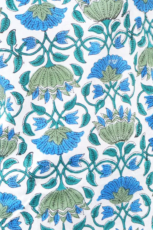 Cobalt Garden Serenade Block Printed Night Suit