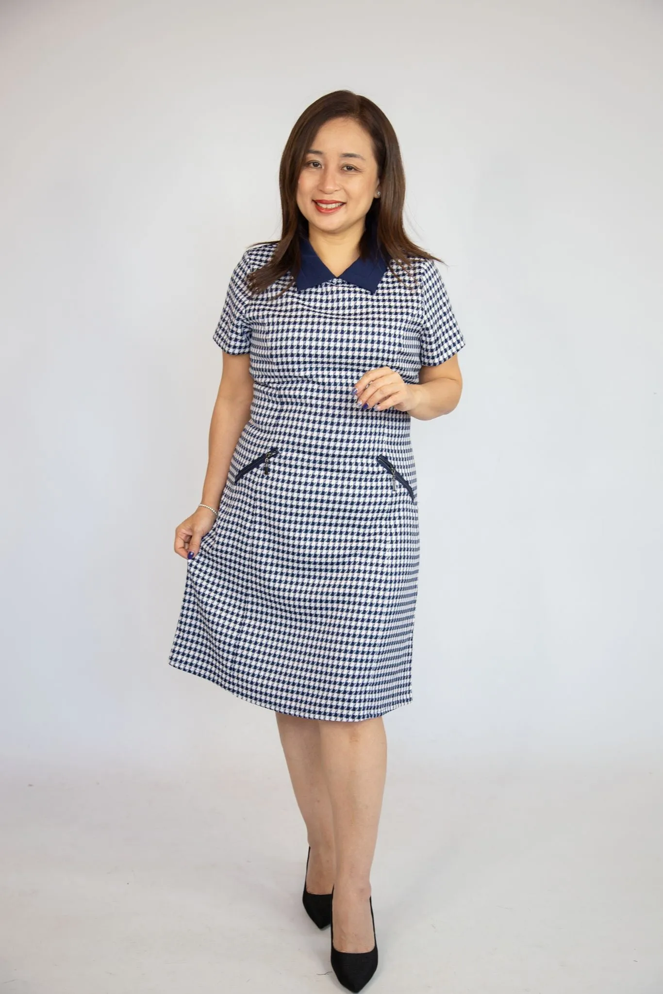 Collared Houndstooth Dress
