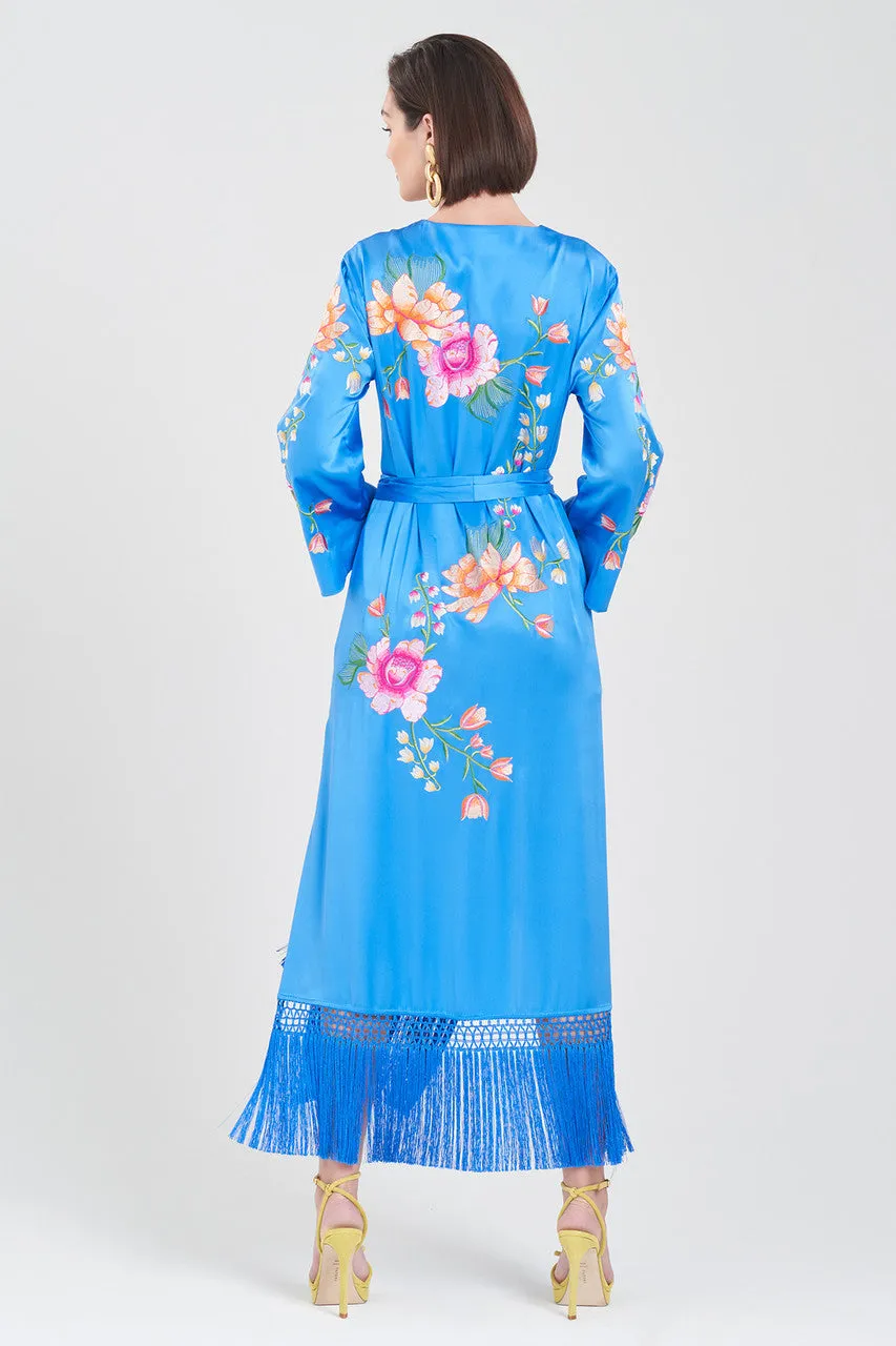 Couture Hanabi Embroidered Fringe Silk Caftan