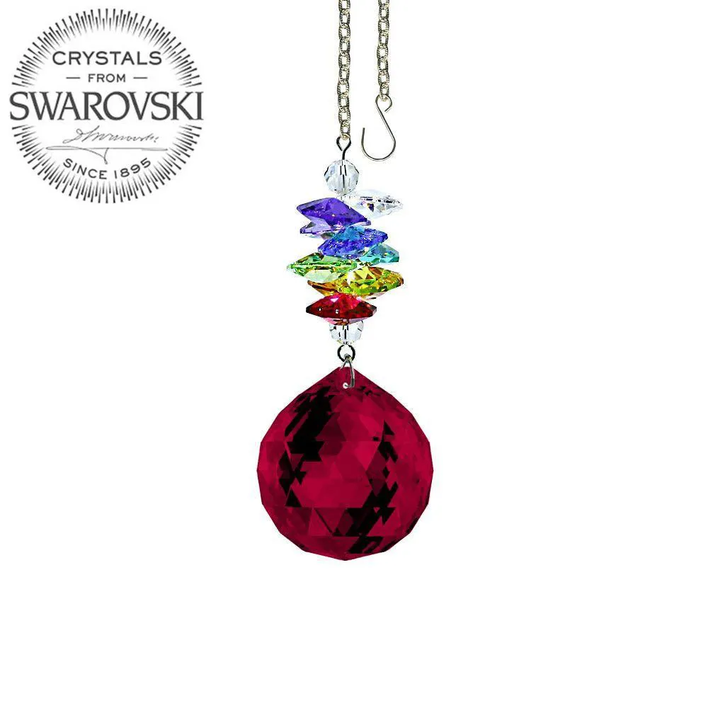Crystal Ornament Bordeaux Crystal Ball Prism Colorful Swarovski Crystals 3-inch