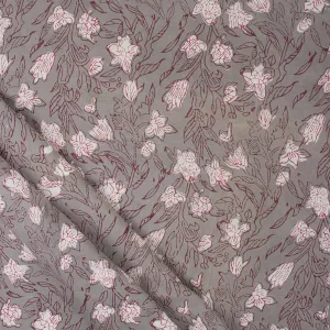 Dabu Hand Block Red Floral Organic Cotton Fabric