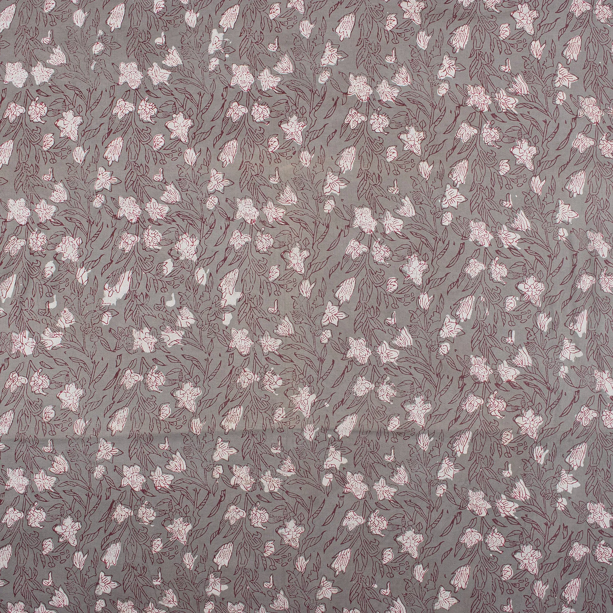 Dabu Hand Block Red Floral Organic Cotton Fabric