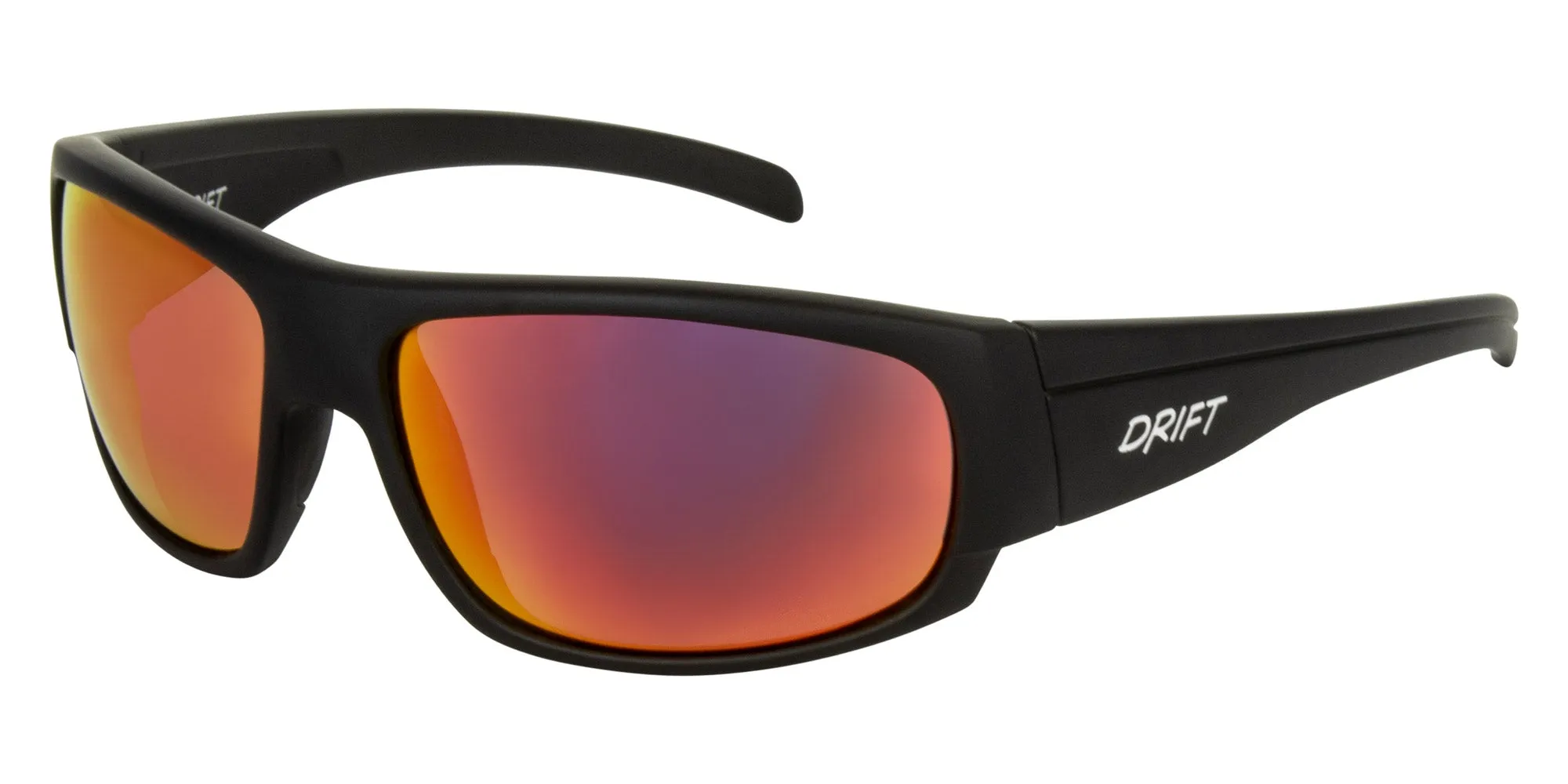 Drift Arcadian Polarised Sunglasses - Matt Black Frame, Grey lens with Red Iridium