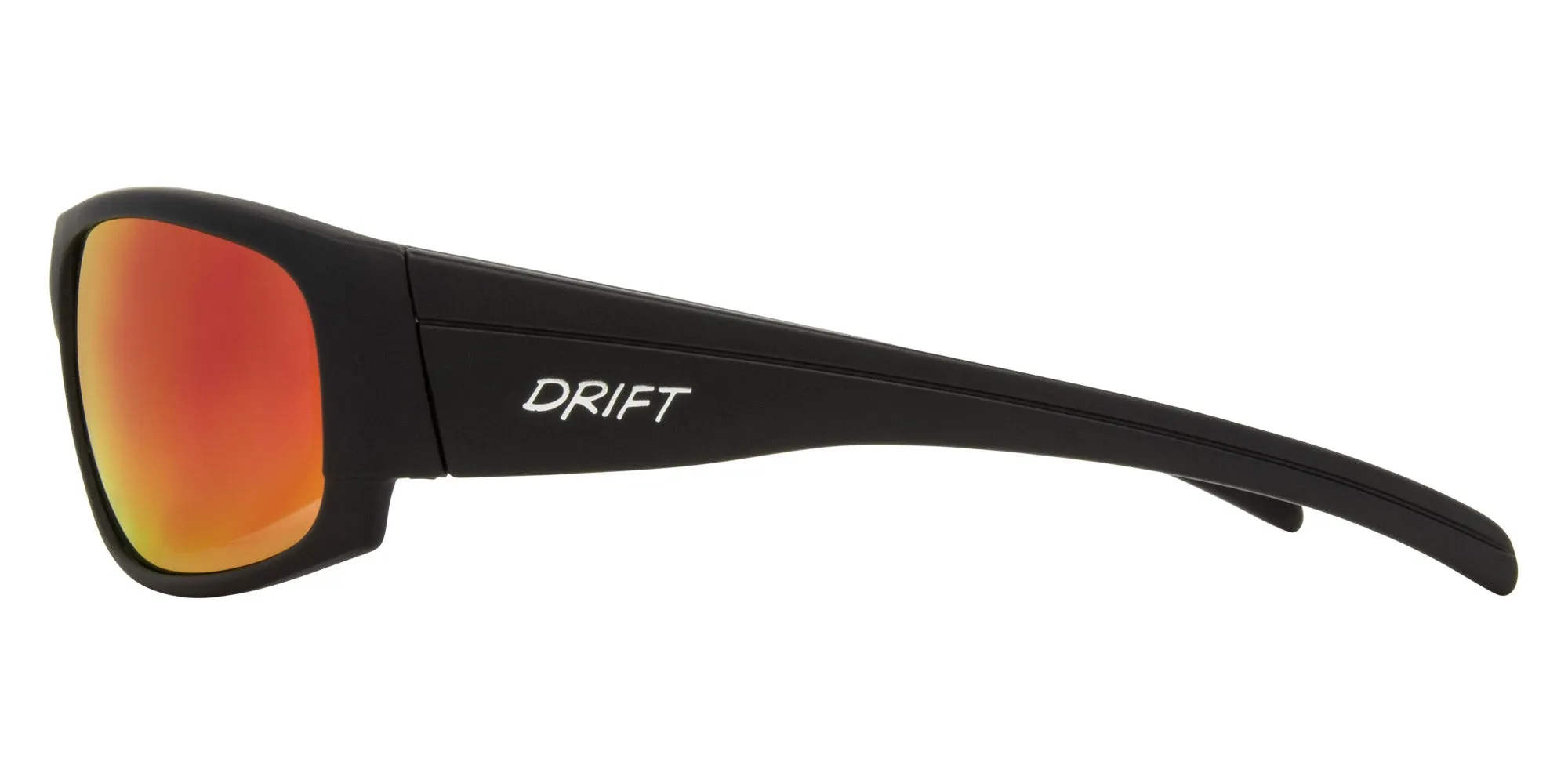 Drift Arcadian Polarised Sunglasses - Matt Black Frame, Grey lens with Red Iridium