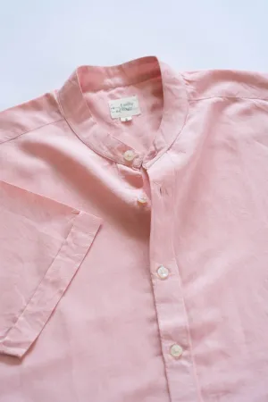 Earthy Route Charm pink · half sleeve mandarin collar shirt