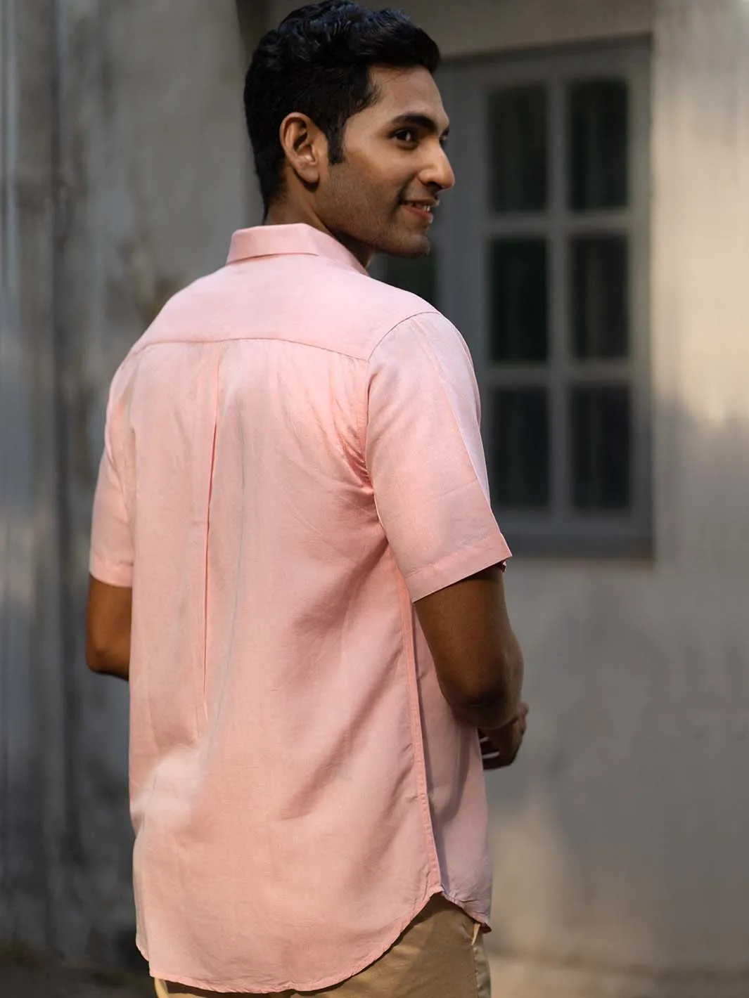 Earthy Route Charm pink · half sleeve shirt