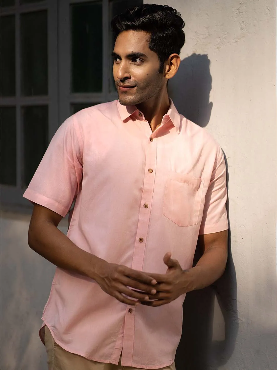 Earthy Route Charm pink · half sleeve shirt