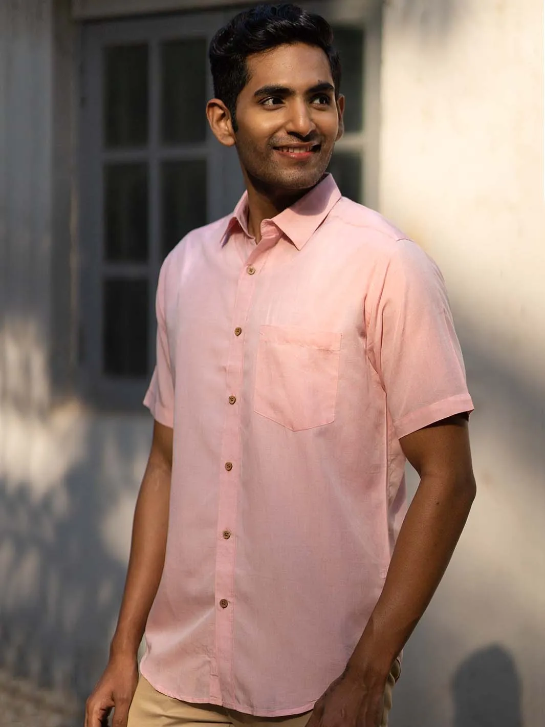 Earthy Route Charm pink · half sleeve shirt