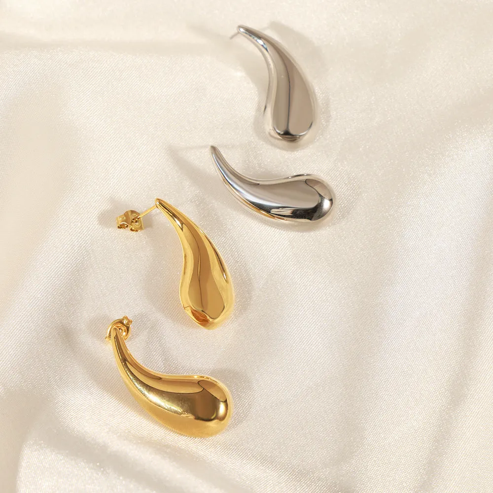 Fashionable Titanium Steel Gold-Plated Geometric Earrings