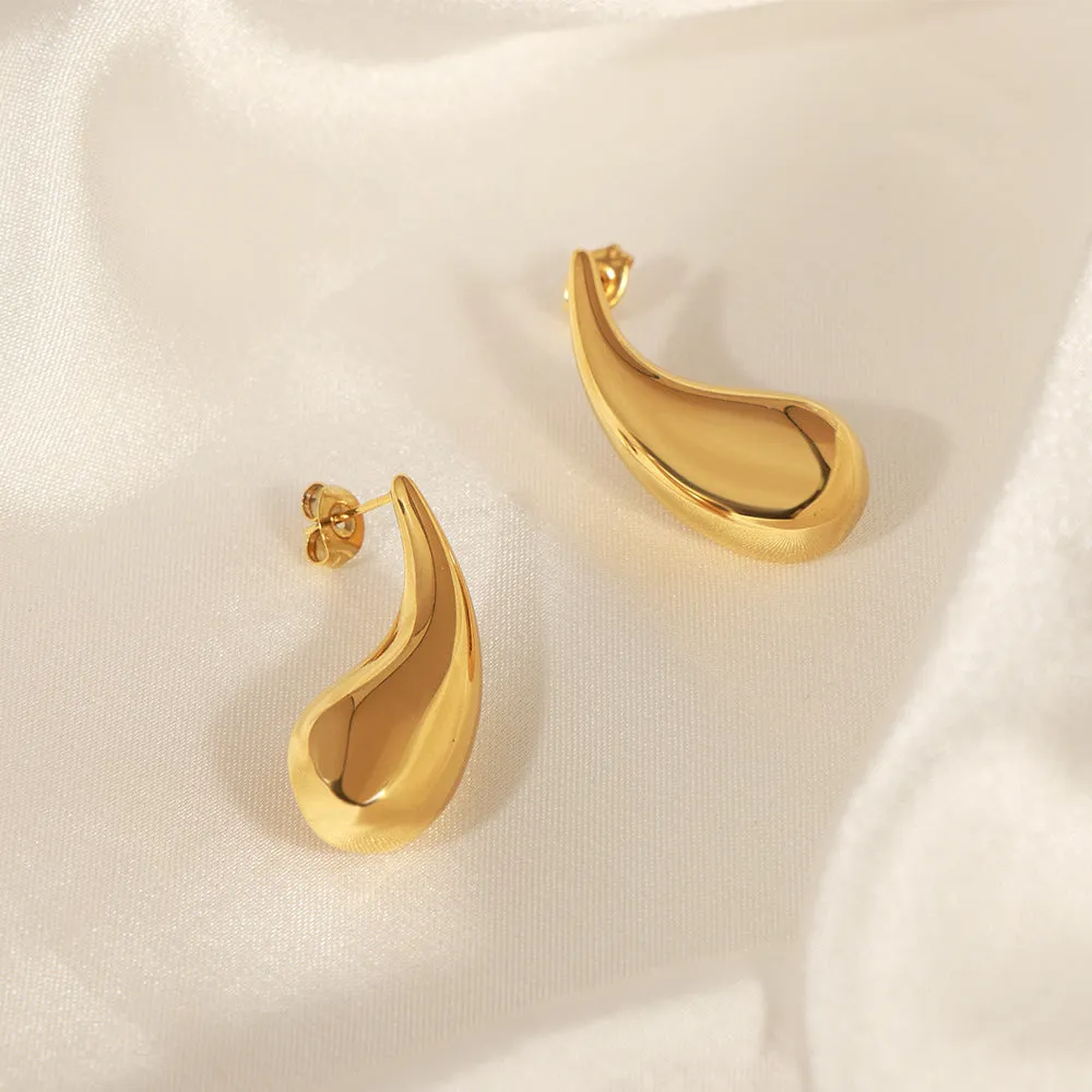 Fashionable Titanium Steel Gold-Plated Geometric Earrings