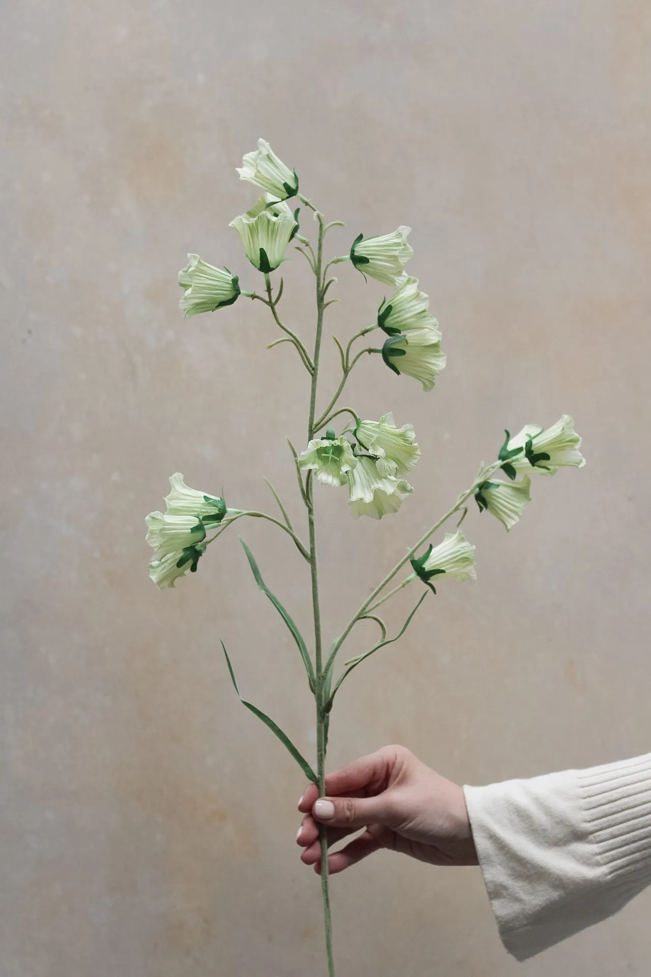 Faux Cream Canterbury Bells Stem