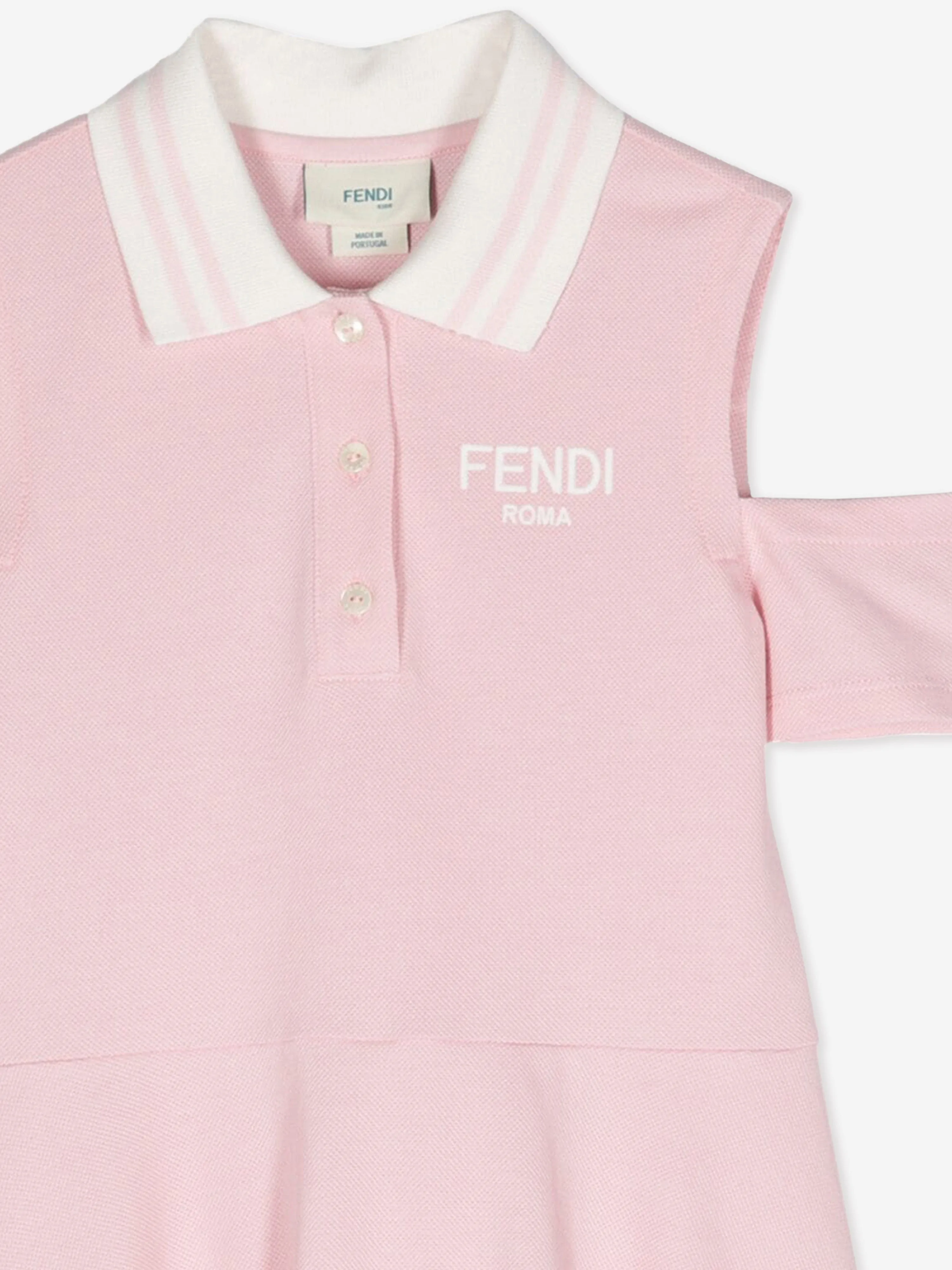 Fendi Girls Logo Polo Dress in Pink
