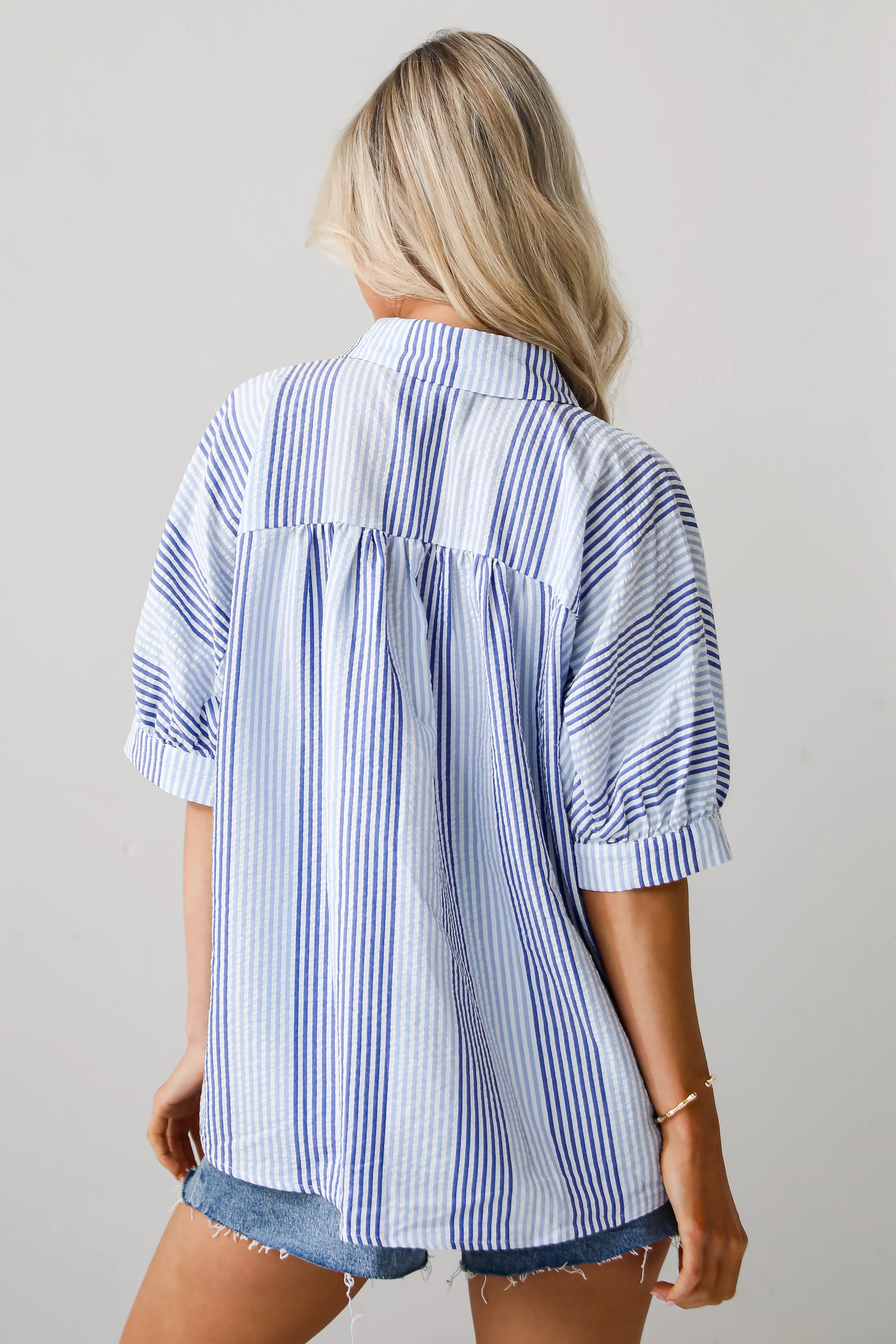 Forever Precious Blue Seersucker Blouse