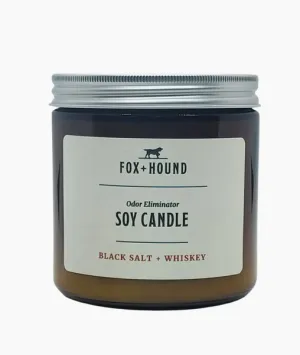 Fox   Hound Odor Eliminator Soy Candle - Black Salt & Whiskey Scent