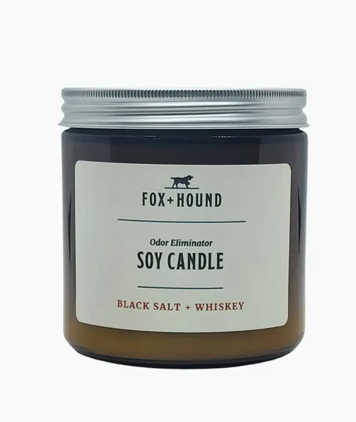 Fox   Hound Odor Eliminator Soy Candle - Black Salt & Whiskey Scent