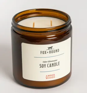Fox   Hound Odour Eliminator Soy Candle - Amber Woods Scent