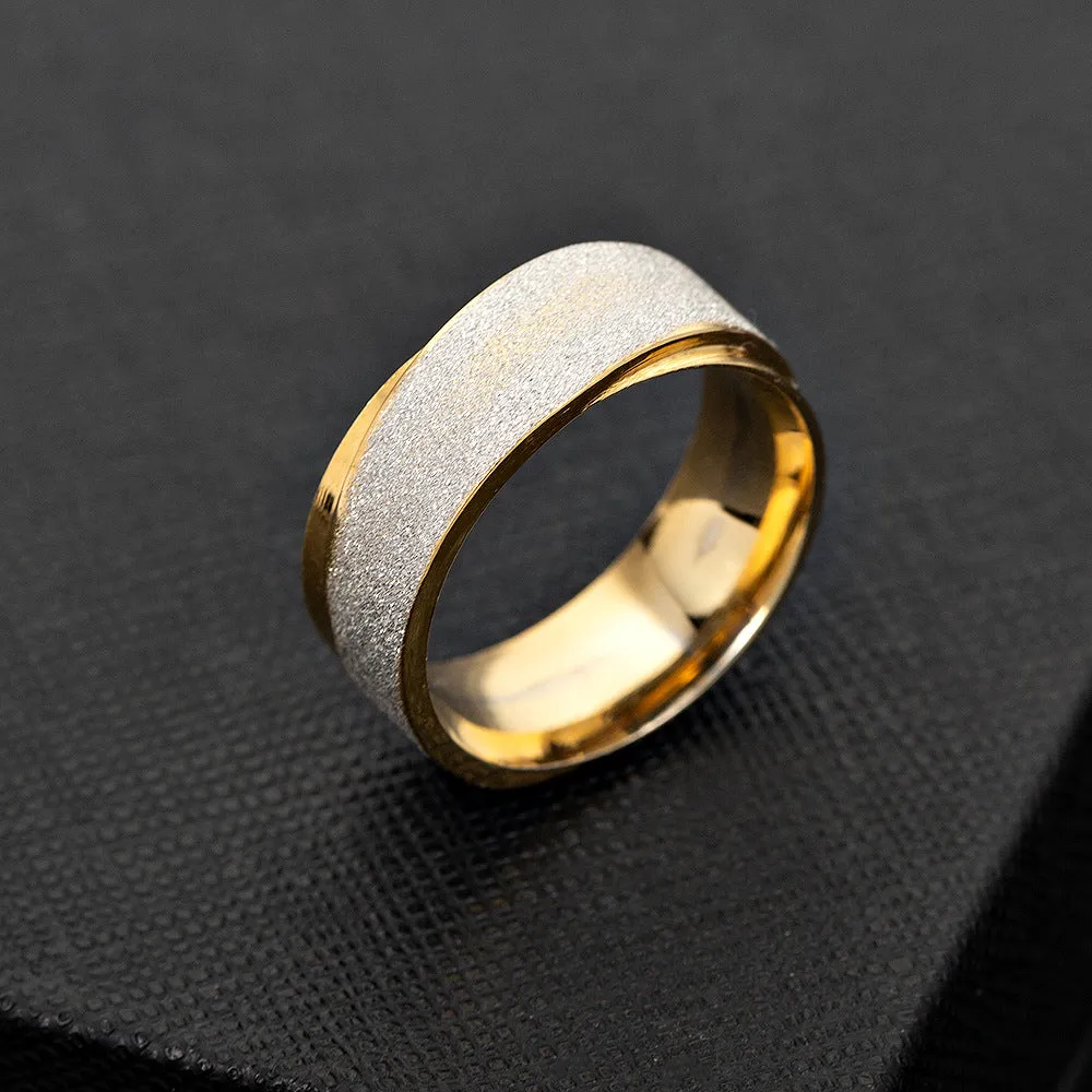 Frosted Gold Plated Stainless Steel Rings Set for Men - Wholesale Jewelry Accessories