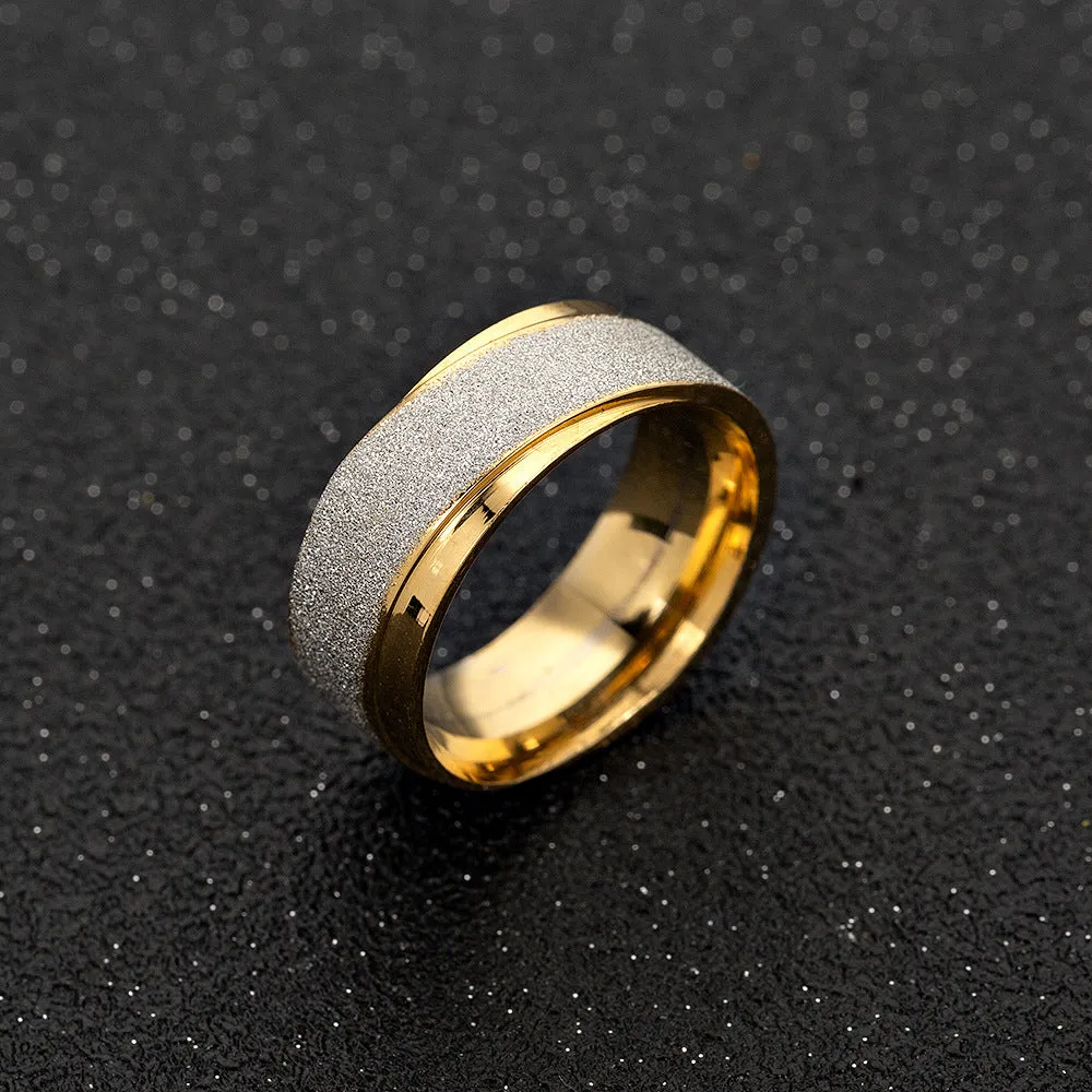 Frosted Gold Plated Stainless Steel Rings Set for Men - Wholesale Jewelry Accessories