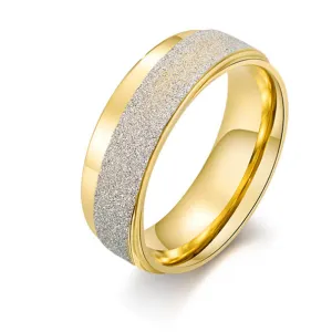 Frosted Gold Plated Stainless Steel Rings Set for Men - Wholesale Jewelry Accessories