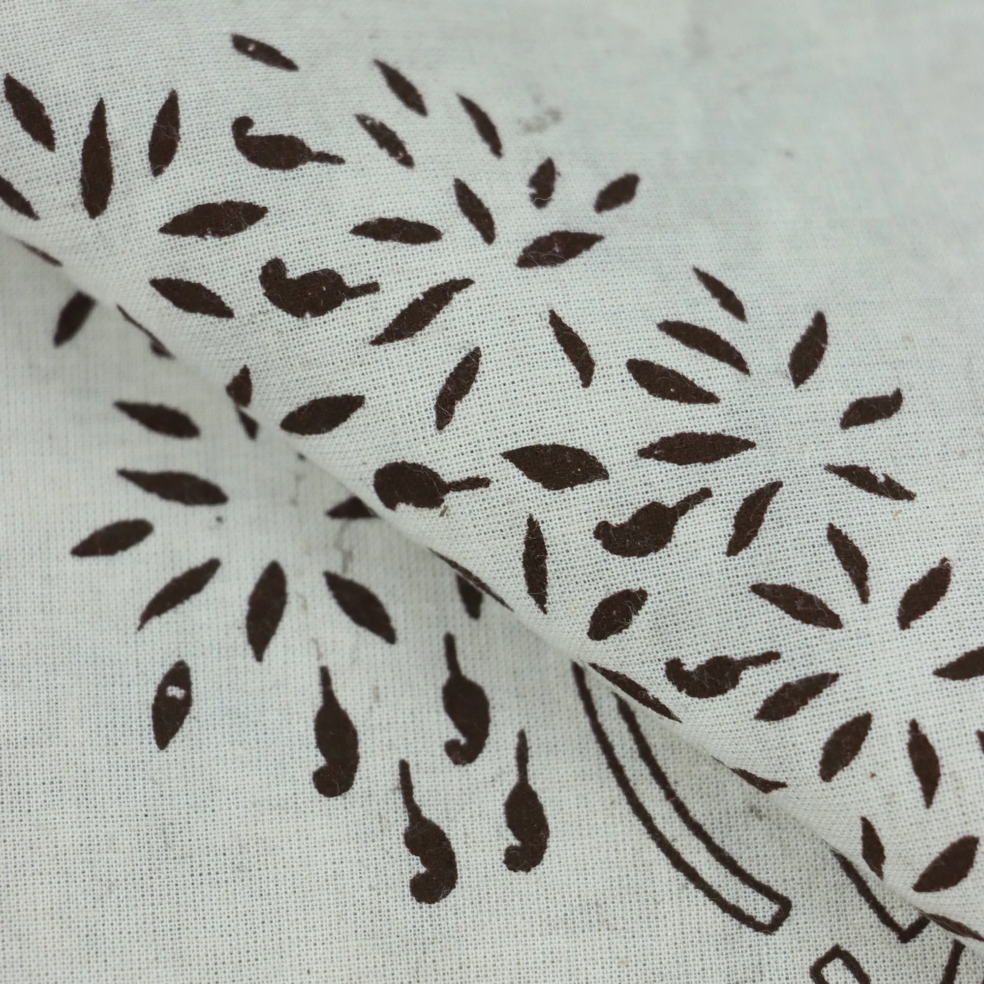 Grey Premium Soft Cotton Block Print Silk Fabric