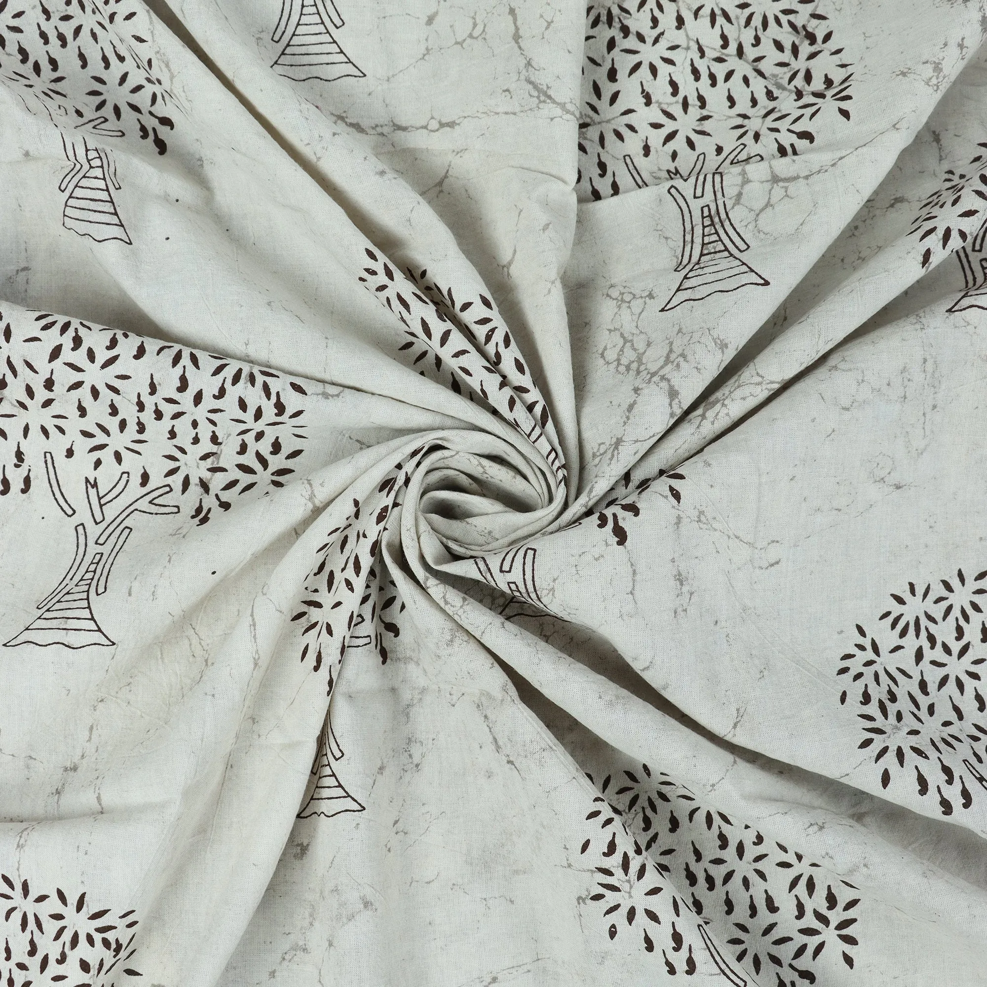 Grey Premium Soft Cotton Block Print Silk Fabric