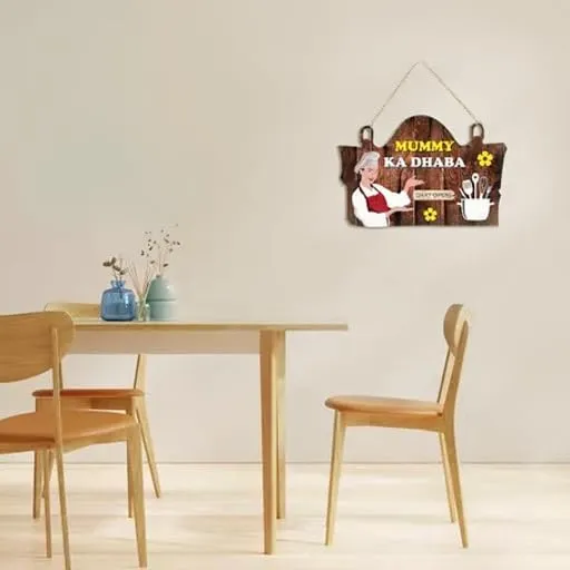 GVR Collection Mummy ka Dhaba 24x7 Wall Hanger for Home|Kitchen Decor|Gifts| (Brown)