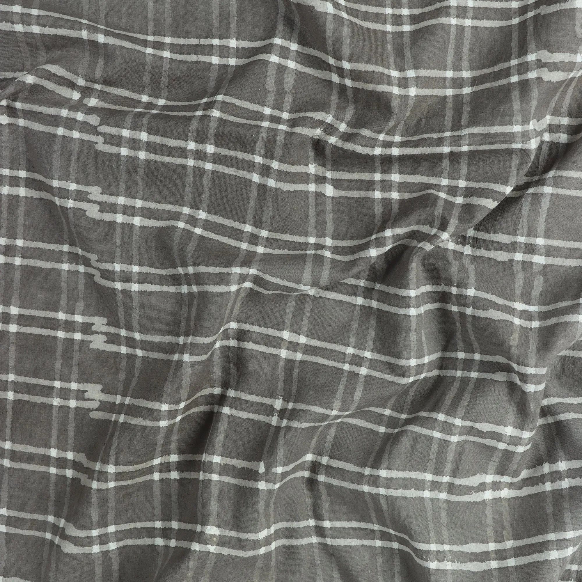 Handmade Grey Stripes Block Cotton Running Fabric