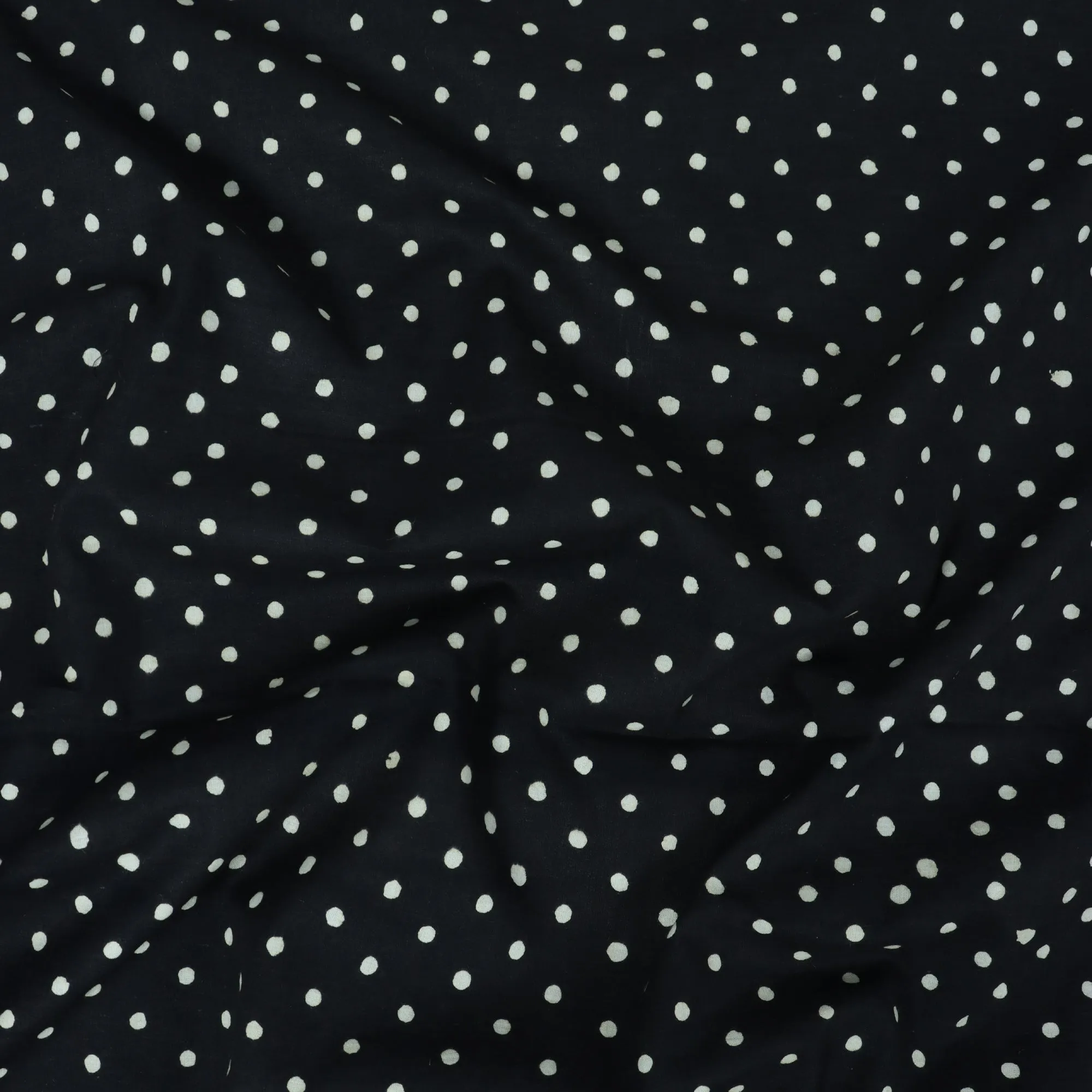 Polka Dots Block Printed Voile Cotton Fabric