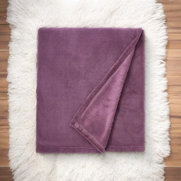 Purple Soft Fleece Throw 130 x 170cm