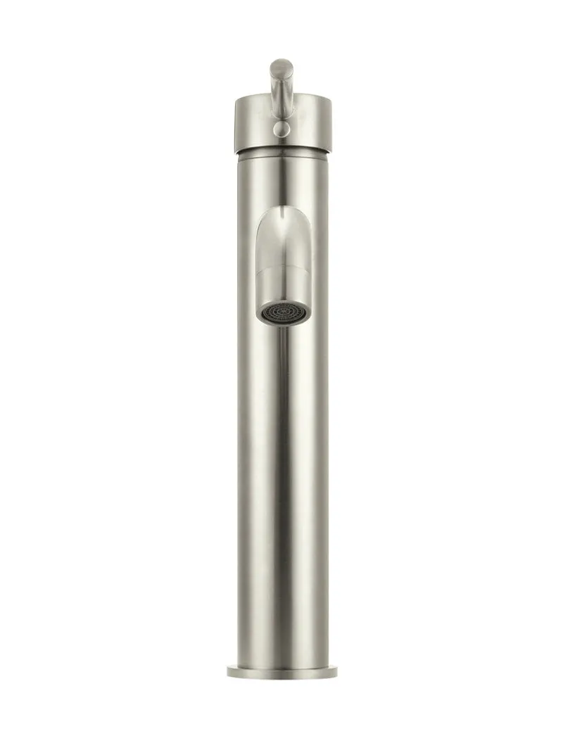Round Tall Curved Basin Mixer - PVD Brushed Nickel