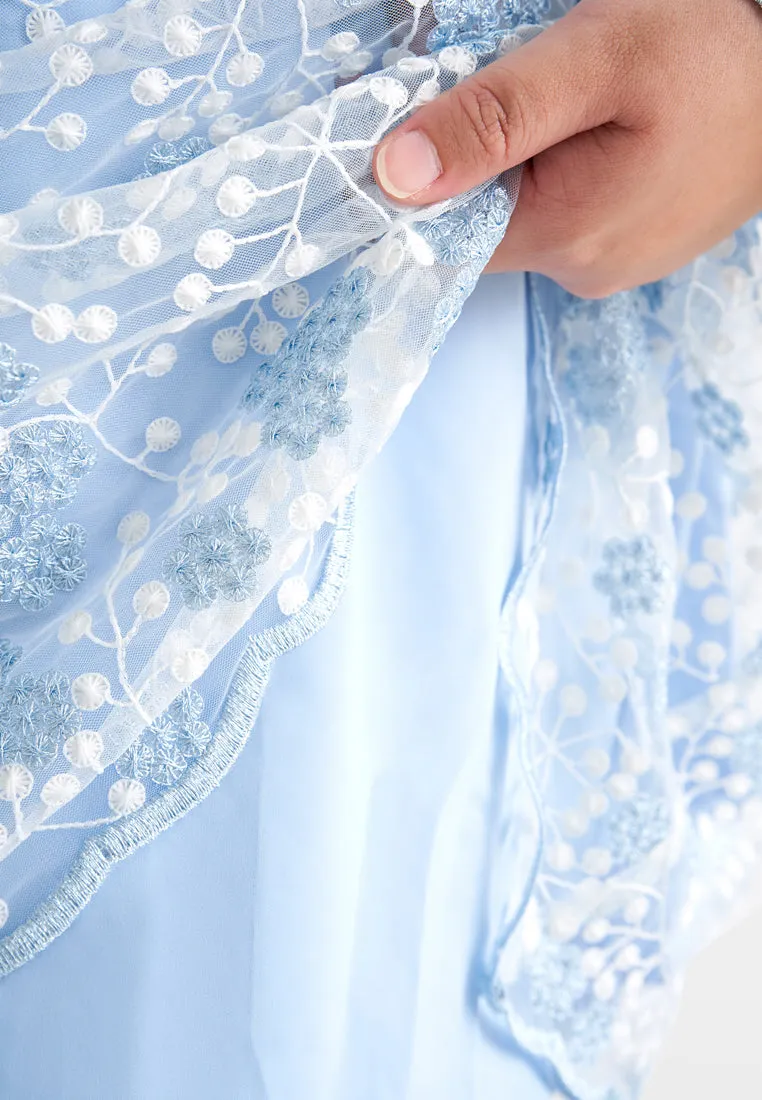 Rozana Pre-Raya Romance Collection Lace Kurung Set - Light Blue