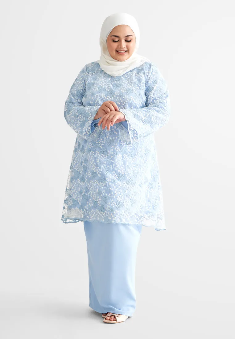 Rozana Pre-Raya Romance Collection Lace Kurung Set - Light Blue