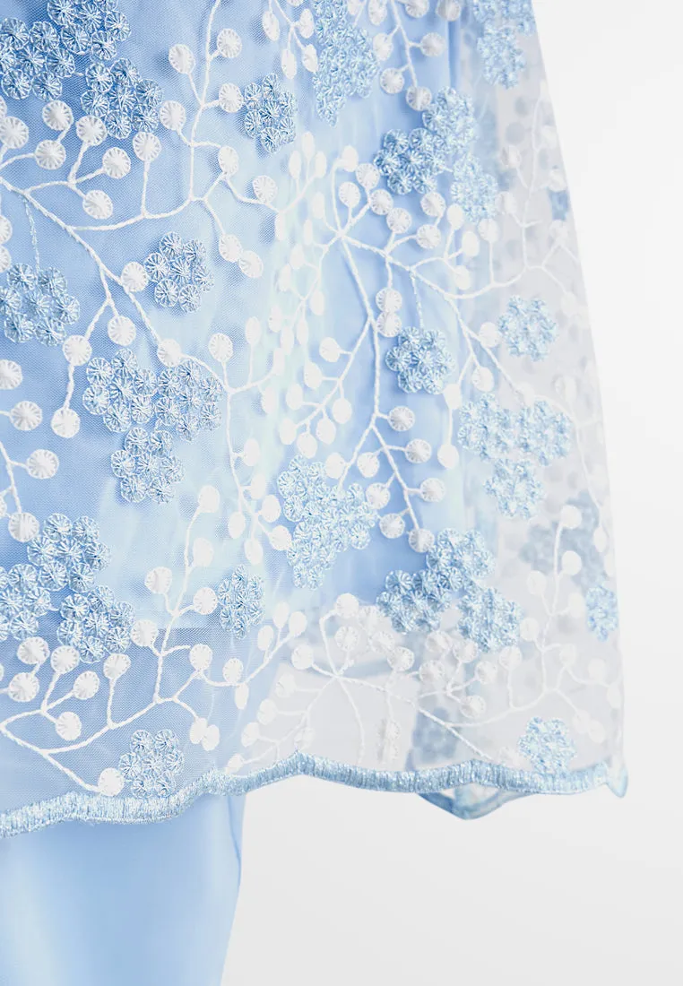 Rozana Pre-Raya Romance Collection Lace Kurung Set - Light Blue