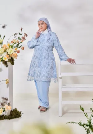 Rozana Pre-Raya Romance Collection Lace Kurung Set - Light Blue