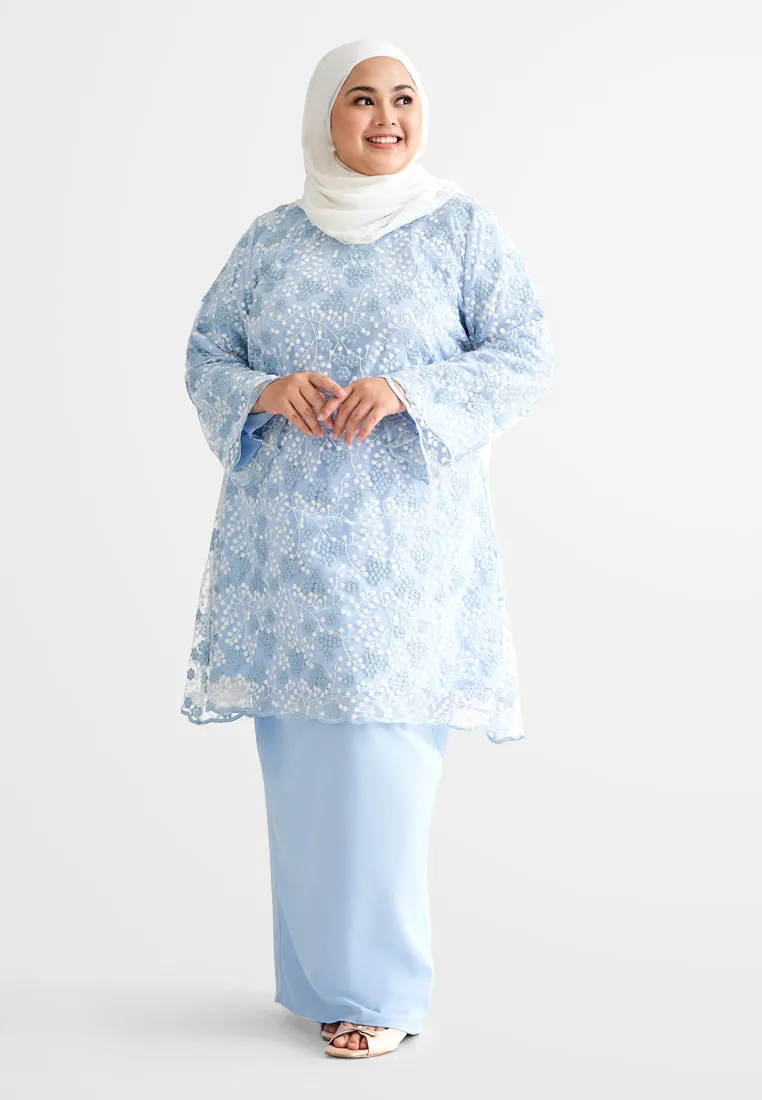 Rozana Pre-Raya Romance Collection Lace Kurung Set - Light Blue