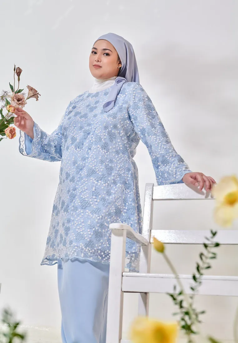 Rozana Pre-Raya Romance Collection Lace Kurung Set - Light Blue