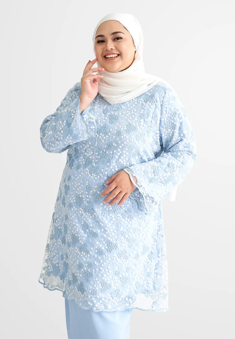 Rozana Pre-Raya Romance Collection Lace Kurung Set - Light Blue